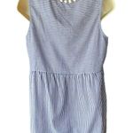 Newbury Kustom Blue & White Stripe Pom Pom Trim Boho Blouse ~ Women's MEDIUM Photo 3