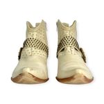 Spiral | Size 9 | VINTAGE Cream Studded Buckle Strap Leather Pointed Toe Booties Gold Photo 1
