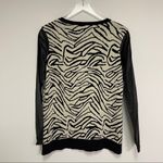 SEARCH FOR SANITY Small Faux Leather Sleeve Sweater Zebra Print Pullover Photo 6