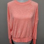 Old Navy neon coral terrycloth lounge cropped sweatshirt size large Photo 0
