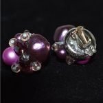 Chunky Chic Vintage Lavender/Purple Silver Tone Back Clip On Earrings 1930's Purple Photo 2