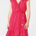 J.Crew V-neck Ruffle Dress in Tossed Bouquet Print, Color Red Briar, Size 0, NWT Photo 0
