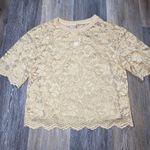 Anthropologie Lace Floral Cropped Cream Top Small Boho Cottagecore Dainty Classy Photo 2