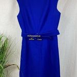 Milly  Blue Sleeveless Belted Vintage Short Sleeve Career Dress 10 Photo 0