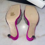 Sergio Rossi 95mm Tyra Embellished Satin Mules in Fuchsia Photo 7