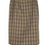 Le Suit 90s Vintage Tan Black & Red Plaid High Rise A-Line Pencil Skirt Size 14 Photo 0