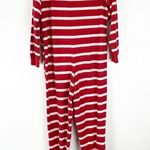 Nick & Nora Red Striped Front Zipper Foot Enclosure Long Sleeves Pajamas Small Photo 1