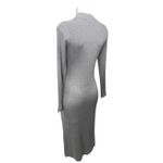 Club Monaco Gray Long Sleeve Crew Neck Ribbed Knit Midi Bodycon Sweater Dress S Photo 1