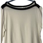 Rafaella  Womens Pullover Sweater Size XLP White Black Trim Boat Neck Cotton Photo 2