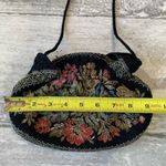 Vintage Black Velvet Small Purse Needlepoint Dark Floral Cottagecore New York Photo 3