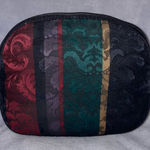 Oscar de la Renta  Vintage Makeup Toiletry Bag Maroon/Green/Gold Tapestry Print Photo 0