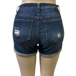 Enjean Button Fly 10 Inch Rise Distressed Cuffed Stretch Blue Jean Shorts M Size M Photo 3