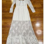 Alexis Guipure Lace PEARLY Ivory keyhole back Rizer Long Dress XS Photo 10