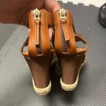 Fendi  Espadrille Strappy Sandal Brown Tan Olive 38 Wedge Neutral Criss‎ Cross Photo 5