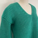 525 America Bright Green Vneck Sweater Photo 1