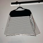 Ralph Lauren Lauren  Top Sweatshirt Black White Striped Size 1X Cotton Cropped Photo 4