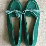 BC Footwear Y2K Leather Slip On Boat Shoe Loafers Green - Sz 7.5 Photo 0