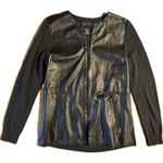 Etcetera  Women's Black Leather and Knit Jacket Size L‎ Long Sleeve Photo 0