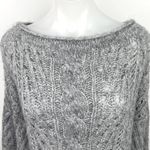 ASOS  Gray Cable Knit Crochet Boat Neck Long Sleeve Pullover Sweater Dress Sz 6 Photo 2