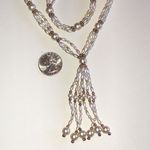 Elegant Vintage White Faux Pearl Gold Tone Beaded Boho Tassel Fringe Necklace Photo 4