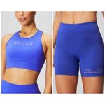 Fabletics  Athletic SET Graphic Sports Bra & Biker Shorts Small Purple Sporty Gym Photo 2