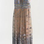 Gianni Bini GB Formal Dress Woman 4  Tan Blue Floral Sheer Embroidered Fairy Prom Homecoming Photo 5