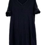 Woolrich black 3/4 Roll Tab Sleeve V-Neck A-Line Casual cotton Dress neutral XL Photo 0