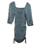 Jessica Simpson Floral Ditsy Print Smocked Rouched Bodycon Dress Green Medium Photo 5