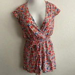 American Eagle 💥🆕 ShortSleeve Openback Tie Waist Floral Print Romper S🆕 Photo 3