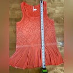 Free People  Rally Tank‎ Top Orange Perforated Peplum Summer Tank EUC XS Photo 6