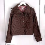 Lilly Pulitzer Brown Quilted Button Up Collared Jacket Small Photo 0