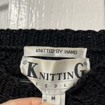 Vintage Knitting needles Hand Knit Quilt Pattern Fuzzy Crewneck sweater size M Size M Photo 3