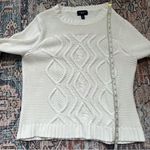 Lands' End Drifter Cable Knit Wool Sweater Winter White Ivory Size Extra Large Photo 5