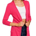 Zenana Outfitters NEW Womens S Small Hot Pink Cardigan Snap Sweater V-Neck Slim Fit Lightweight Photo 0