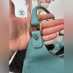 Gucci Turquoise gg canvas nailhead Bardot vintage Leather Handbag Photo 12