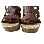 CHAPS Cork Wedge Sandals Cage Brown 7B Heels Open Toe Shoe Photo 4