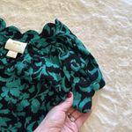 Maeve Anthropologie Aseey Blouse Floral Black And Green Jacquard Blouse Feminine Photo 8