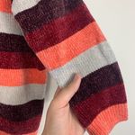 EXPRESS V-Neck Velvet Chenille Striped Knit Sweater Medium Photo 5