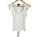 Paige Giulia Eyelet Flutter Sleeve Lightweight Slightly Sheer Linen Top Medium Photo 3