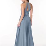 Azazie Blue Halter Maxi Dress Photo 3