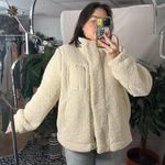 Skies Are Blue Anthropologie  Fleece Sherpa Full Zip Jacket Cream Size XL Photo 4