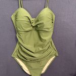 Relleciga Swimsuit Womens XL Green One-Piece Ruched Adjustable Straps Chic Trendy Photo 13