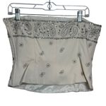 Worth White with Silver Beading Silk Side Zip Bustier Size 10 Party Holidays Photo 1