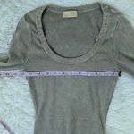 LA Luxe Rib Knit Long Sleeve Bodysuit Gray Beige Size L Brown Size L Photo 7