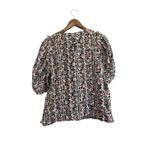 After Market  Floral Print Blouse Top White Lace Trimmed Puff Sleeve M‎ Photo 5
