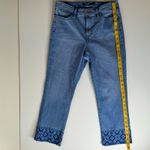 Ralph Lauren Lauren‎  Premier Straight Leg Crop Jeans Blue Aztec Embroidery Sz 10 Photo 9