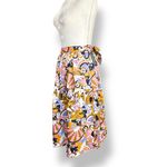 Modcloth Psychedelic Midi Skirt Bold Retro Pink Orange Purple Tie Waist Cotton Photo 2
