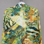 Pure Amici Silk Blouse Abstract Design Animal Print Long Sleeve Button Photo 5