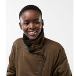 EXPRESS $168 Twill Faux Fur Moto Jacket Army Green Black Fleece Coat XS XSmall Photo 3