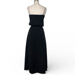 Theory Black Midi Ribbed Waistline Silk Dress Photo 3